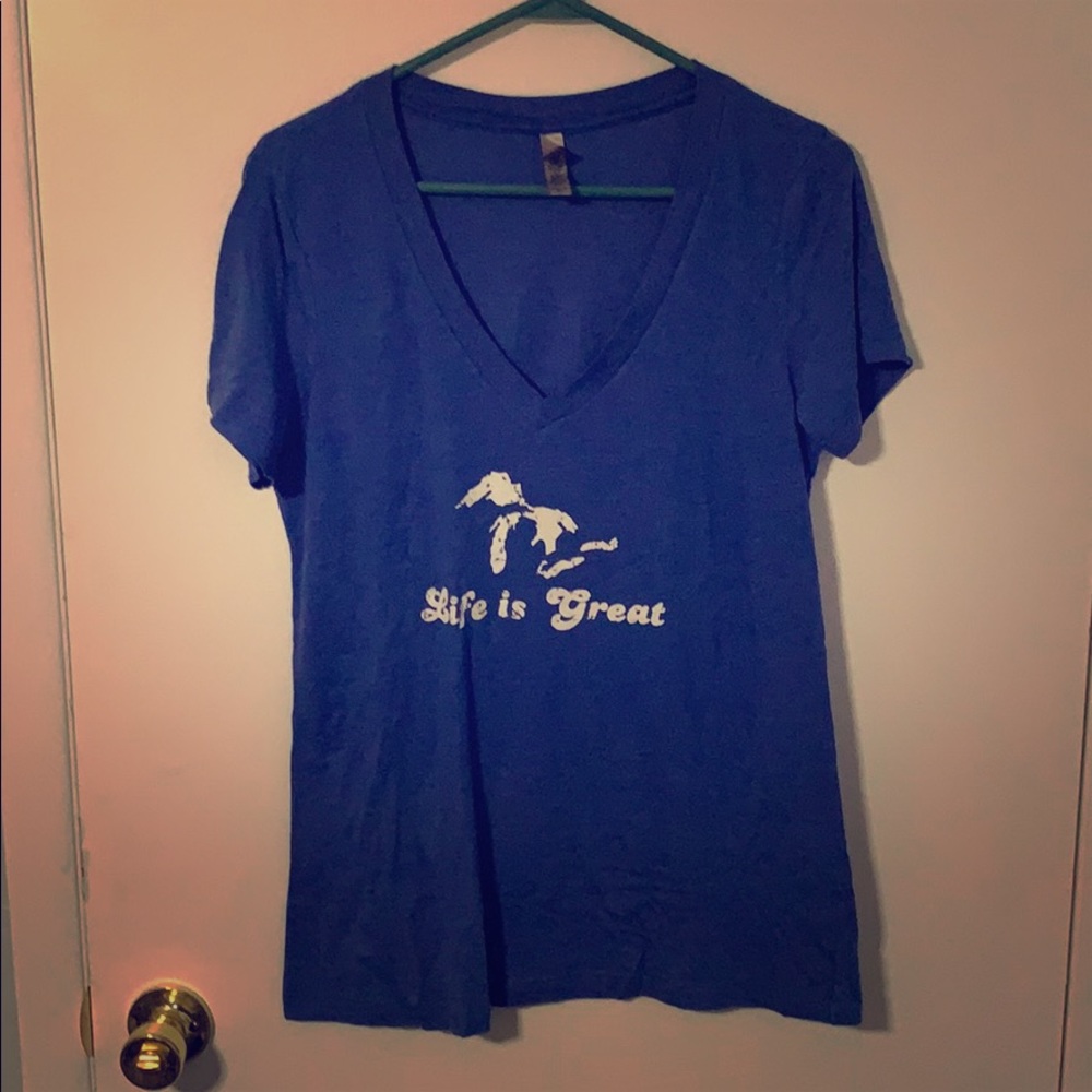 XL Michigan Blue V Neck Tee